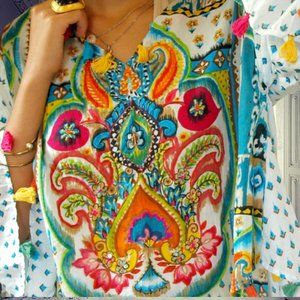 Tassel Cotton Beaded Embroidered boho festival top
